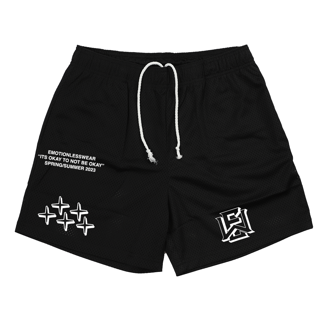 "Emotionless Star" Mesh Shorts (Black)