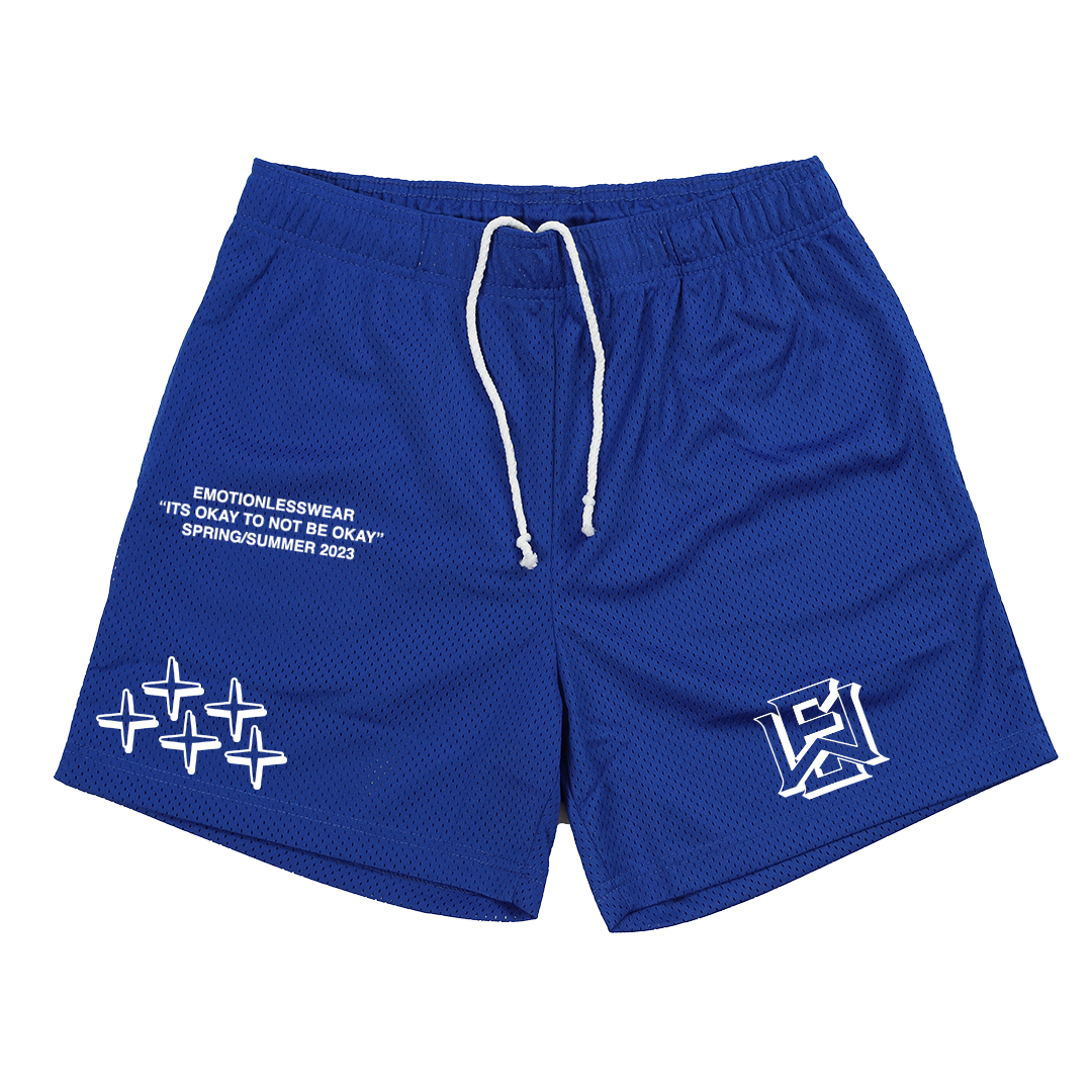 "Emotionless Star" Mesh Shorts (Royal Blue)