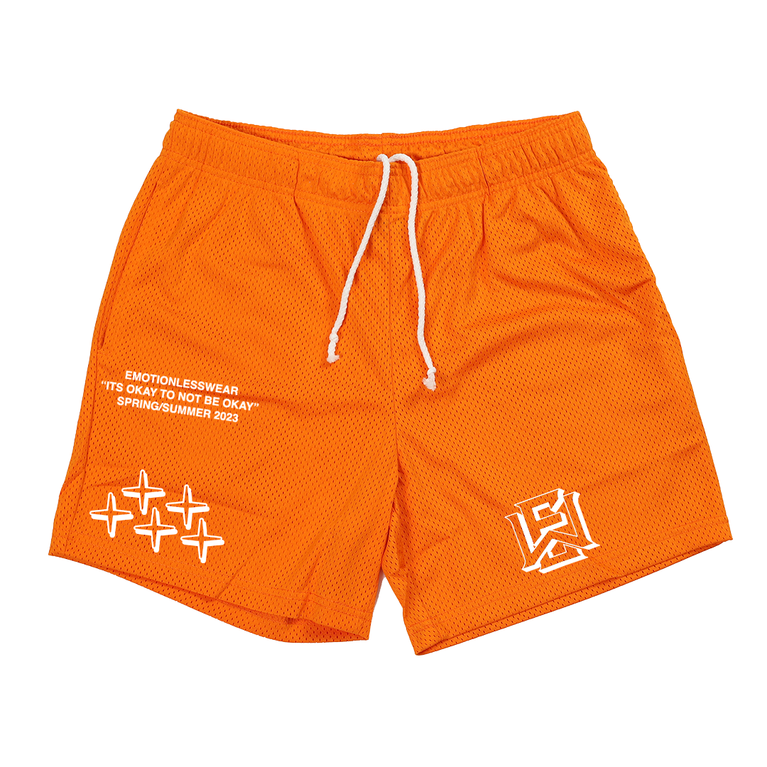 "Emotionless Star" Mesh Shorts (Orange)